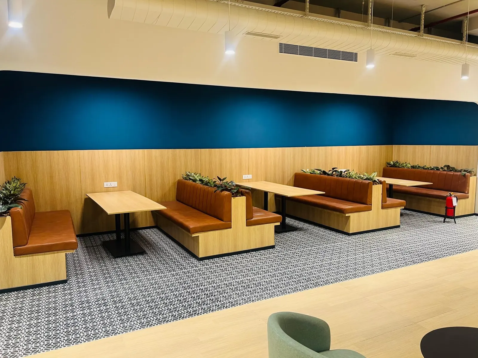 Upholstered booth seating