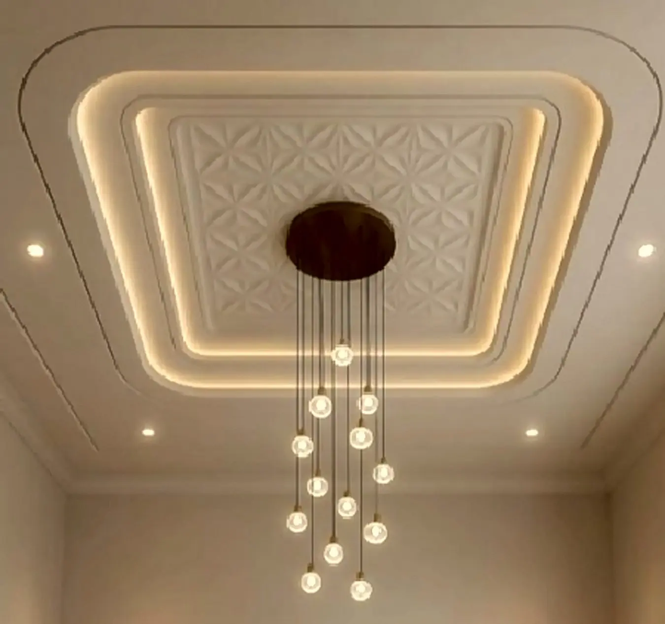 False ceiling with feature pendant lights